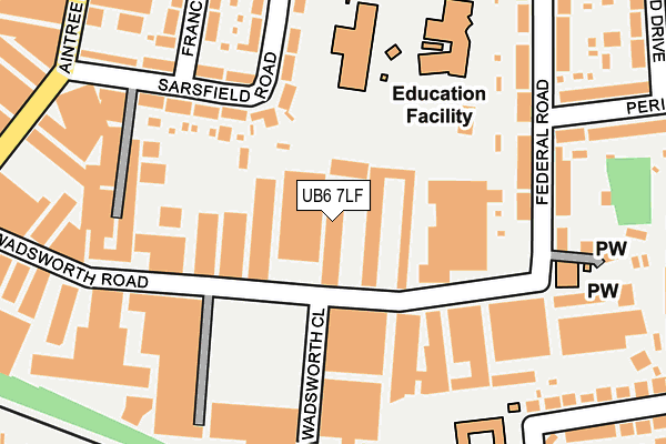 UB6 7LF map - OS OpenMap – Local (Ordnance Survey)