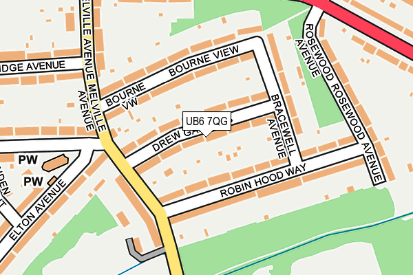UB6 7QG map - OS OpenMap – Local (Ordnance Survey)