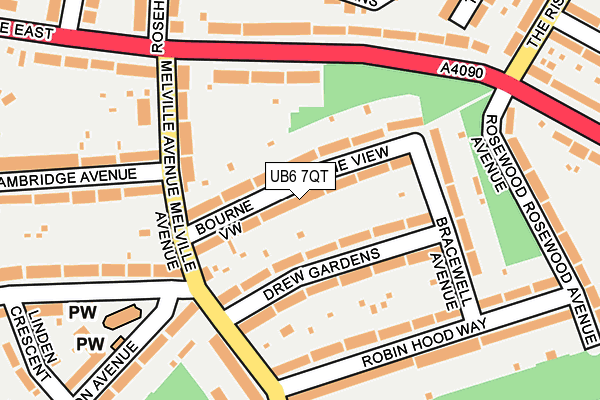 UB6 7QT map - OS OpenMap – Local (Ordnance Survey)