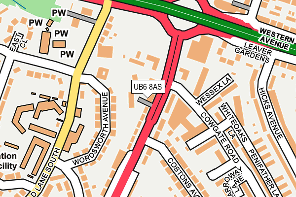 UB6 8AS map - OS OpenMap – Local (Ordnance Survey)