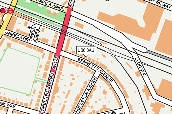 UB6 8AU map - OS OpenMap – Local (Ordnance Survey)