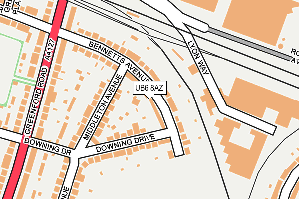 UB6 8AZ map - OS OpenMap – Local (Ordnance Survey)
