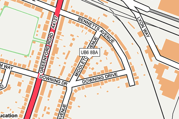 UB6 8BA map - OS OpenMap – Local (Ordnance Survey)
