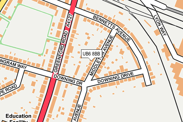 UB6 8BB map - OS OpenMap – Local (Ordnance Survey)