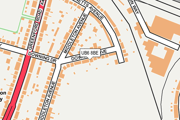UB6 8BE map - OS OpenMap – Local (Ordnance Survey)