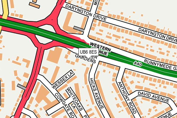UB6 8ES map - OS OpenMap – Local (Ordnance Survey)