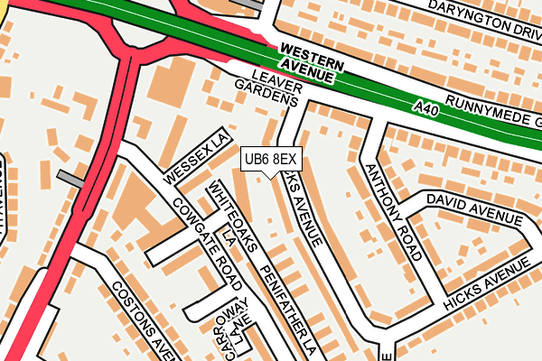 UB6 8EX map - OS OpenMap – Local (Ordnance Survey)