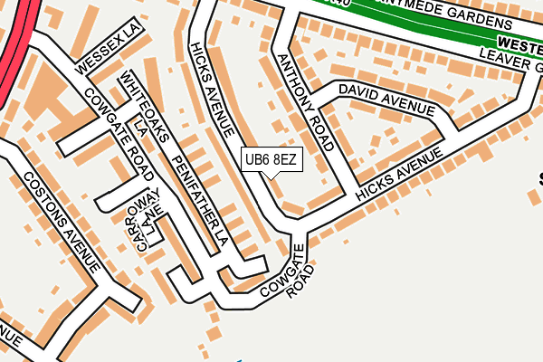 UB6 8EZ map - OS OpenMap – Local (Ordnance Survey)