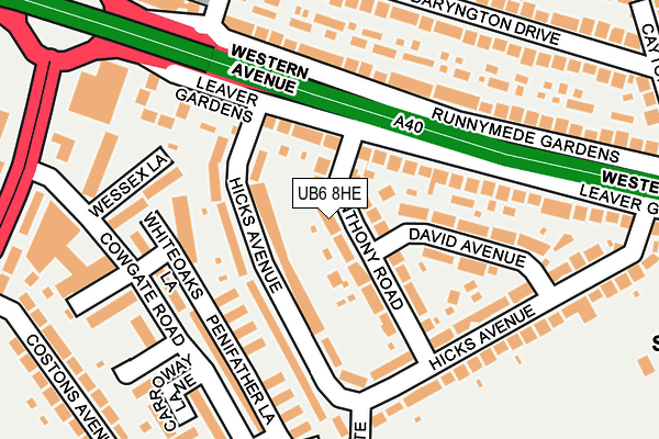 UB6 8HE map - OS OpenMap – Local (Ordnance Survey)