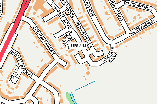 UB6 8HJ map - OS OpenMap – Local (Ordnance Survey)