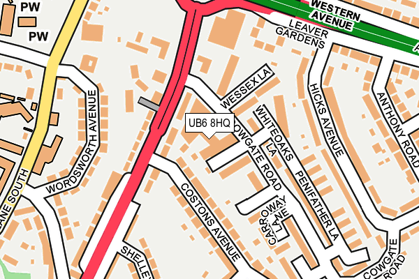 UB6 8HQ map - OS OpenMap – Local (Ordnance Survey)