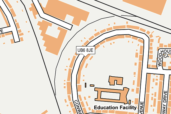 UB6 8JE map - OS OpenMap – Local (Ordnance Survey)