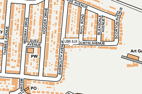 UB6 8JX map - OS OpenMap – Local (Ordnance Survey)
