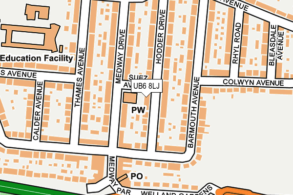 UB6 8LJ map - OS OpenMap – Local (Ordnance Survey)