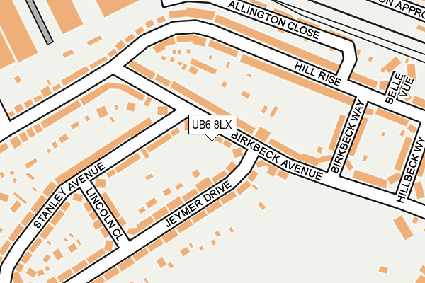 UB6 8LX map - OS OpenMap – Local (Ordnance Survey)