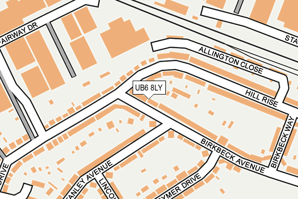 UB6 8LY map - OS OpenMap – Local (Ordnance Survey)