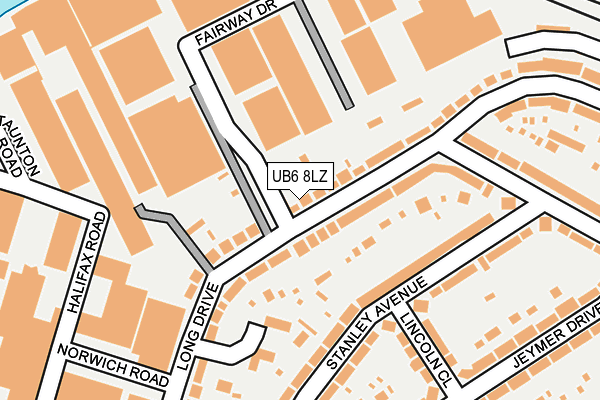 UB6 8LZ map - OS OpenMap – Local (Ordnance Survey)