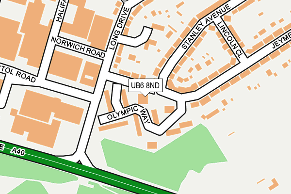 UB6 8ND map - OS OpenMap – Local (Ordnance Survey)