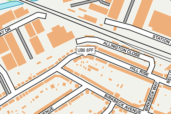 UB6 8PF map - OS OpenMap – Local (Ordnance Survey)