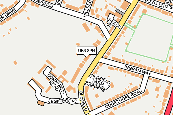 UB6 8PN map - OS OpenMap – Local (Ordnance Survey)