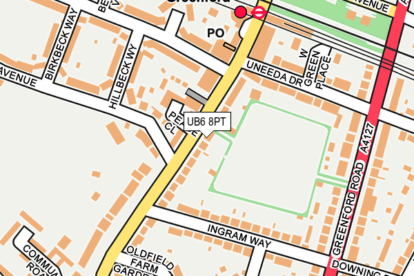 UB6 8PT map - OS OpenMap – Local (Ordnance Survey)
