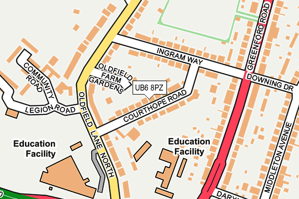UB6 8PZ map - OS OpenMap – Local (Ordnance Survey)
