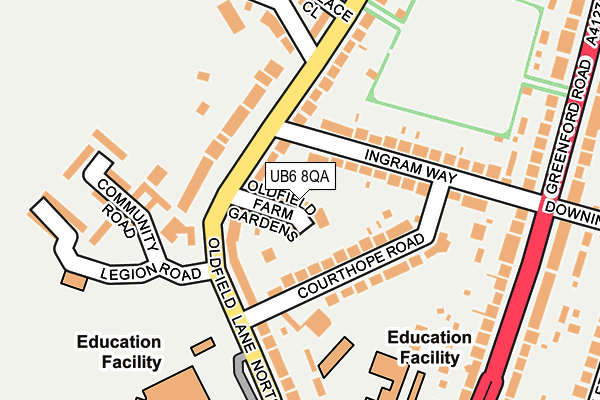 UB6 8QA map - OS OpenMap – Local (Ordnance Survey)