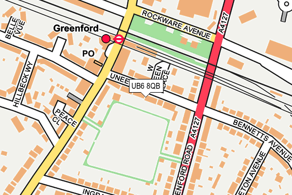 UB6 8QB map - OS OpenMap – Local (Ordnance Survey)