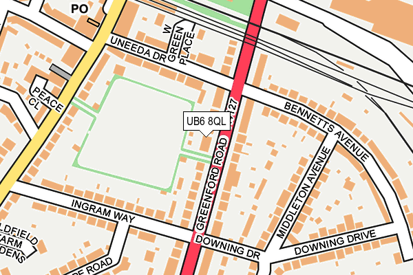 UB6 8QL map - OS OpenMap – Local (Ordnance Survey)