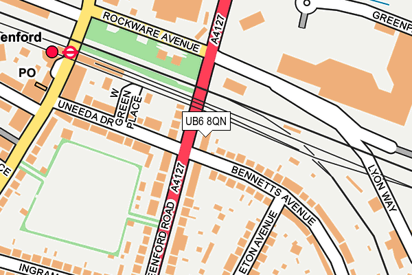 UB6 8QN map - OS OpenMap – Local (Ordnance Survey)