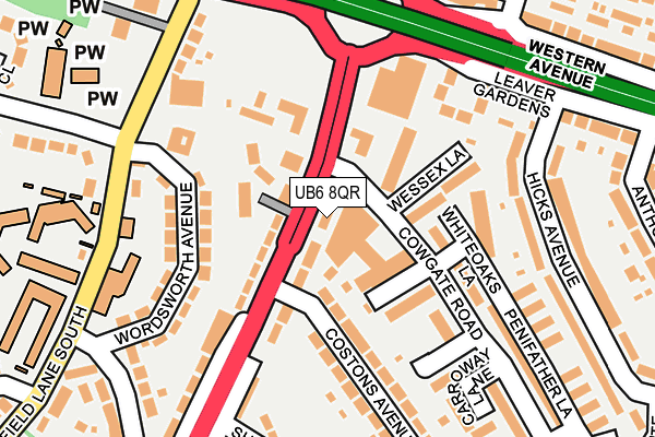 UB6 8QR map - OS OpenMap – Local (Ordnance Survey)