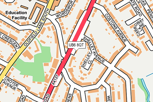 UB6 8QT map - OS OpenMap – Local (Ordnance Survey)
