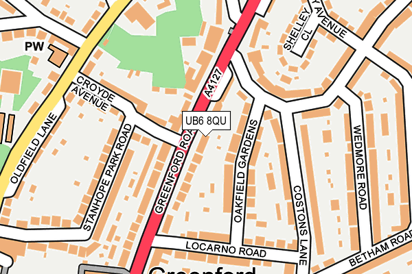 UB6 8QU map - OS OpenMap – Local (Ordnance Survey)