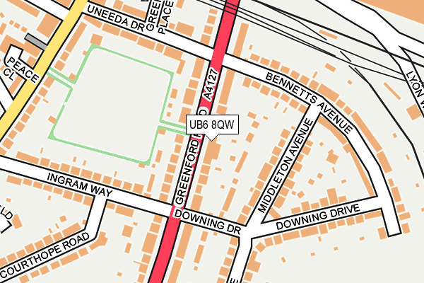 UB6 8QW map - OS OpenMap – Local (Ordnance Survey)