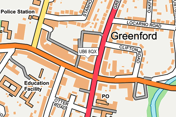 UB6 8QX map - OS OpenMap – Local (Ordnance Survey)
