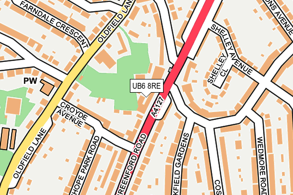 UB6 8RE map - OS OpenMap – Local (Ordnance Survey)