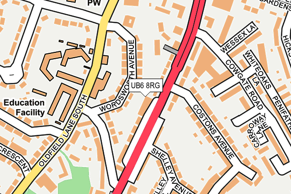 UB6 8RG map - OS OpenMap – Local (Ordnance Survey)
