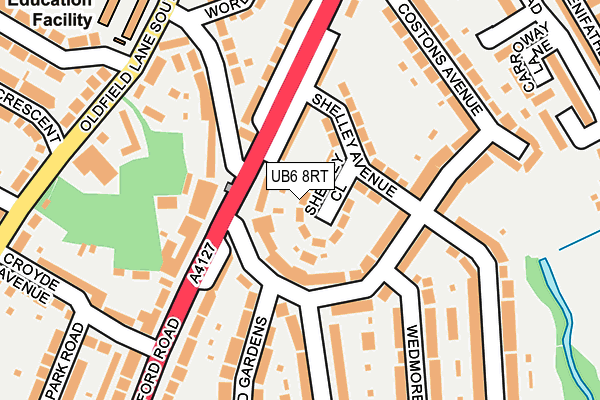 UB6 8RT map - OS OpenMap – Local (Ordnance Survey)