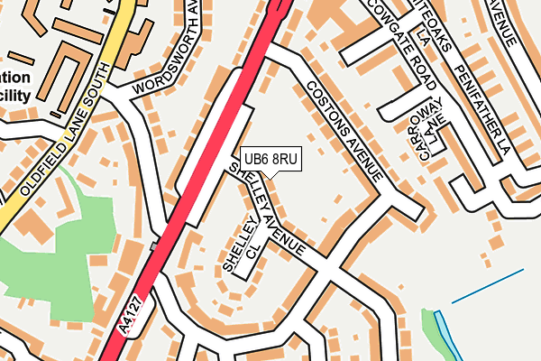 UB6 8RU map - OS OpenMap – Local (Ordnance Survey)