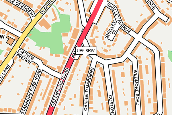 UB6 8RW map - OS OpenMap – Local (Ordnance Survey)