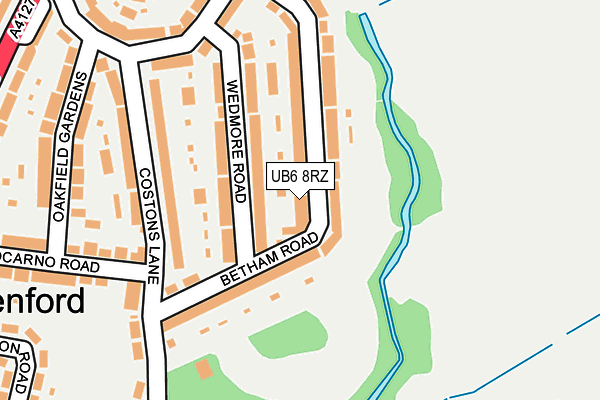 UB6 8RZ map - OS OpenMap – Local (Ordnance Survey)