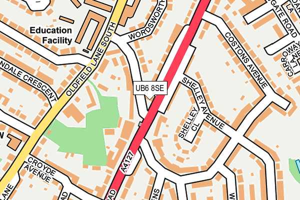 UB6 8SE map - OS OpenMap – Local (Ordnance Survey)