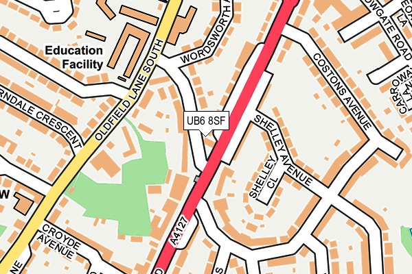 UB6 8SF map - OS OpenMap – Local (Ordnance Survey)