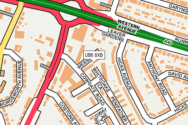 UB6 8XB map - OS OpenMap – Local (Ordnance Survey)