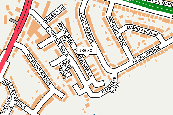 UB6 8XL map - OS OpenMap – Local (Ordnance Survey)
