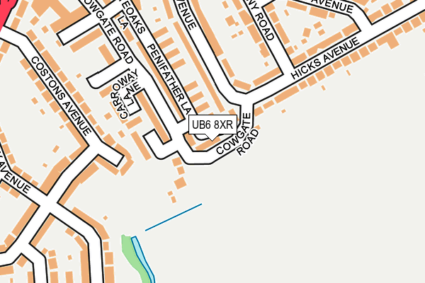 UB6 8XR map - OS OpenMap – Local (Ordnance Survey)