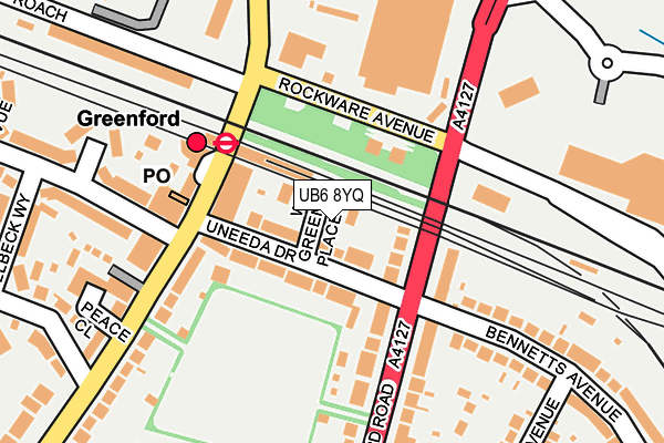 UB6 8YQ map - OS OpenMap – Local (Ordnance Survey)