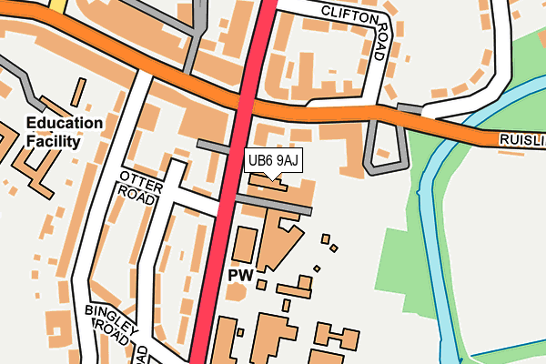 UB6 9AJ map - OS OpenMap – Local (Ordnance Survey)