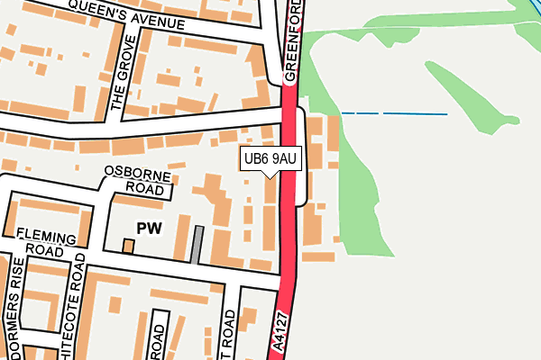UB6 9AU map - OS OpenMap – Local (Ordnance Survey)