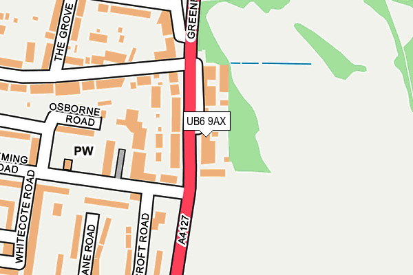UB6 9AX map - OS OpenMap – Local (Ordnance Survey)